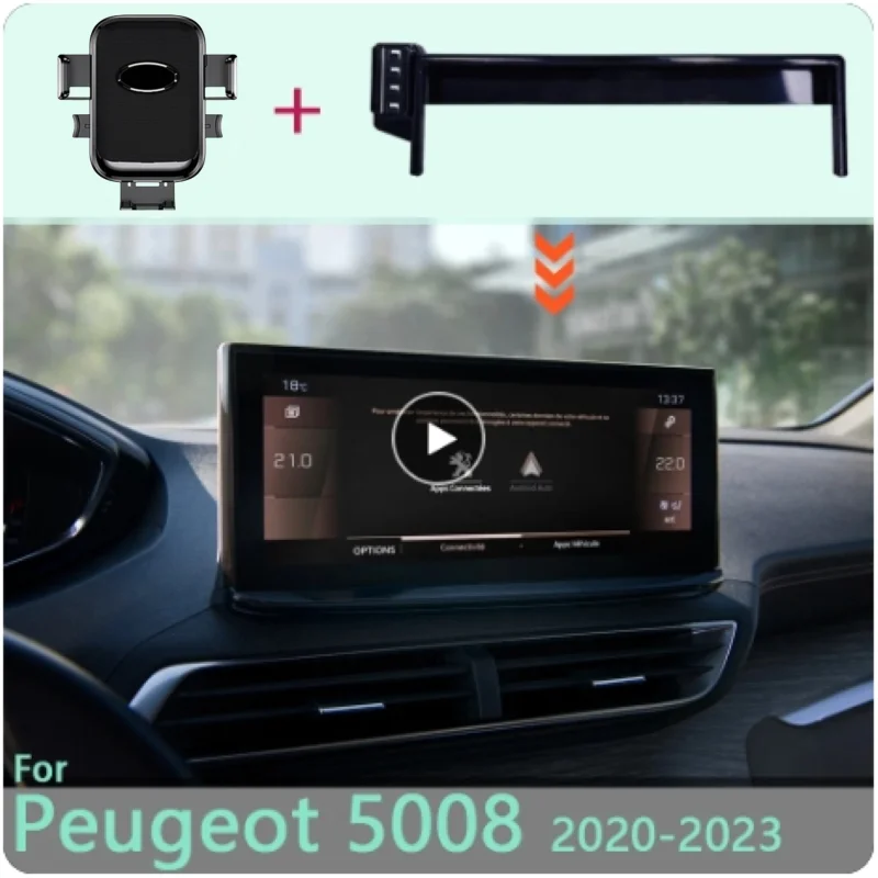 Car Phone Holder For Peugeot 5008 2020 2021 2022 2023 10-Inch Screen Fixed Base Wireless Charging Stand Car Mobile Phone Mounts