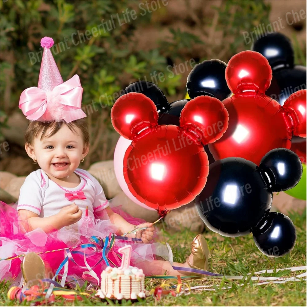 Mickey Mouse Aluminum Foil Balloons, Birthday Party Decoration, Kids Toys Supplies, Air Globos, Black, Red, Baby Shower, 24\