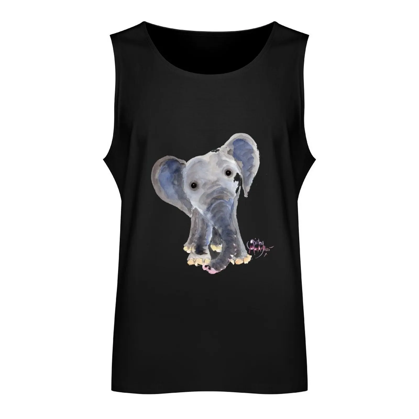 Nosey Elephant ' Nosey Nelson ' by Shirley MacArthur Tank Top t-shirt for man sleeveless sleeveless vests T-shirt male