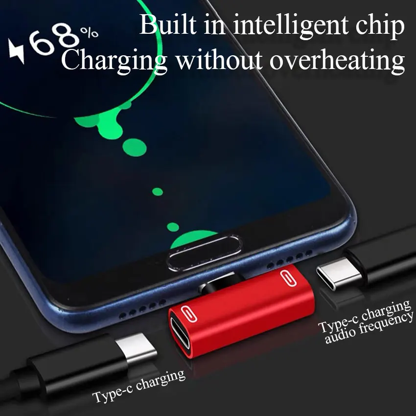 3 in 1 Double type-c adapter type-c charge cable charger earphone converter for smartphones headphone Multifunction adapter