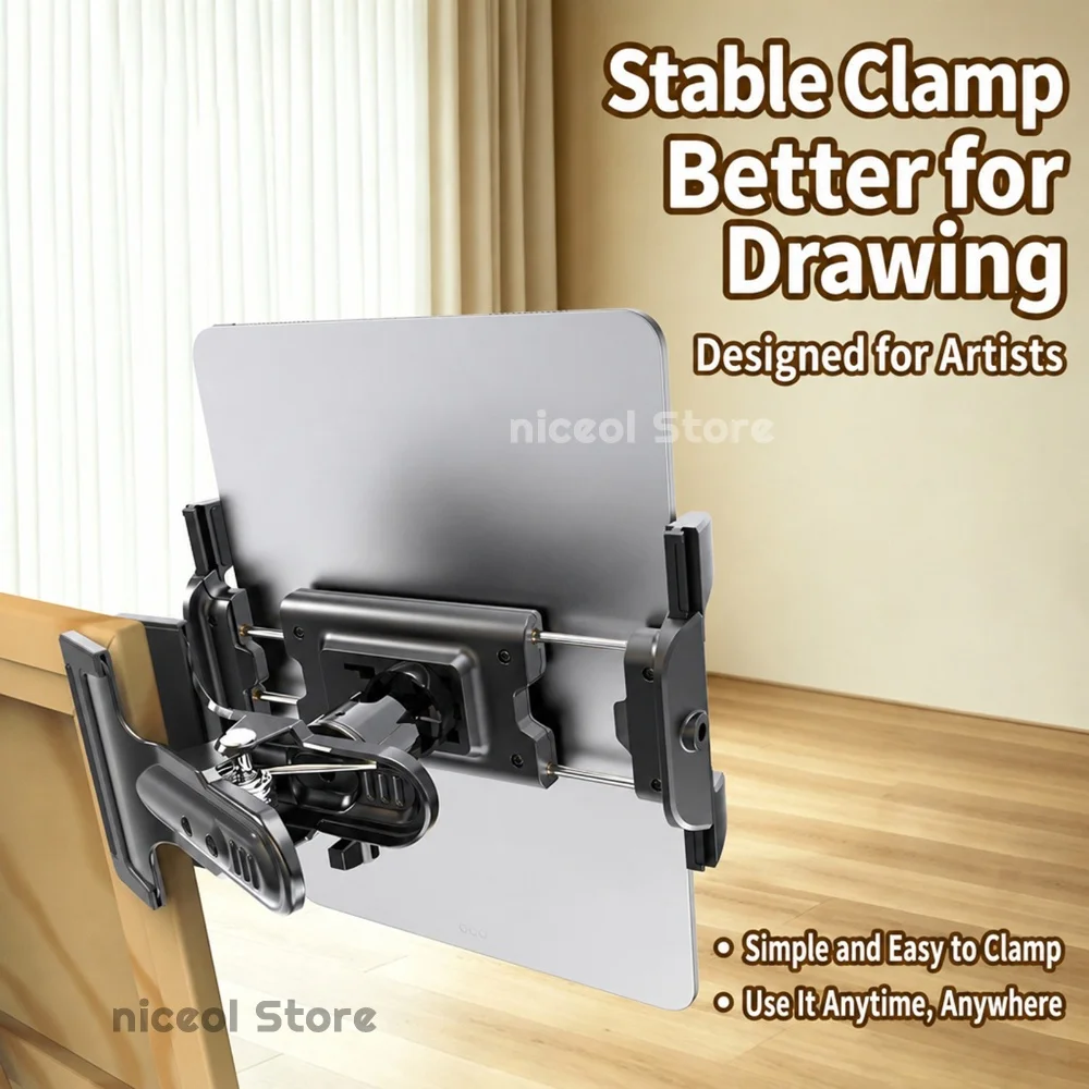Phone Tablet Clip Mount for Art Drawing Board IPad Sketching Tracing Adjustable Holder 5-15in