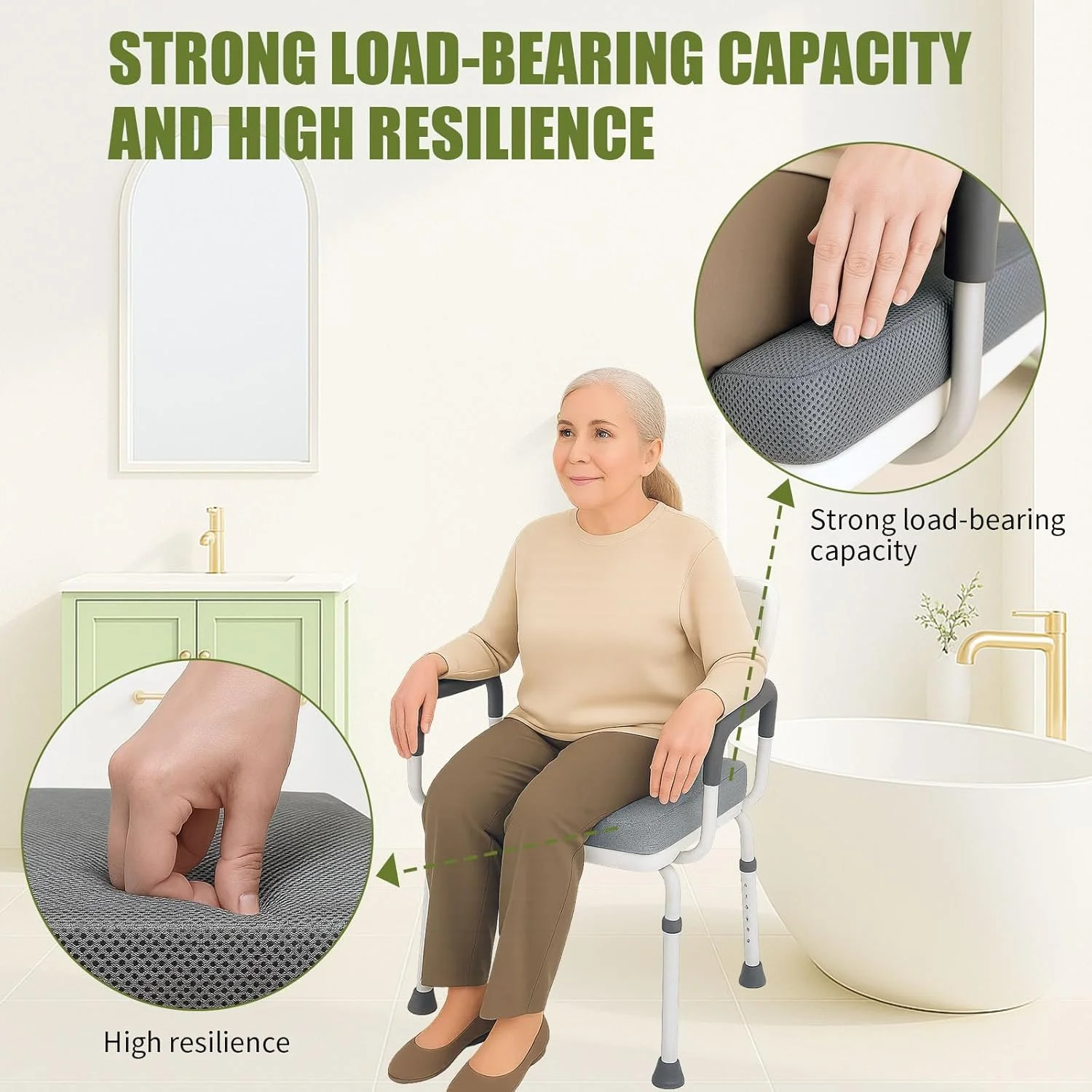 

Shower Seat Cushion, Soft Chair Pad for Elderly Bathing，Easy to Clean & Quick Dry.Suitable for Shower Seats, Bathtub Baths