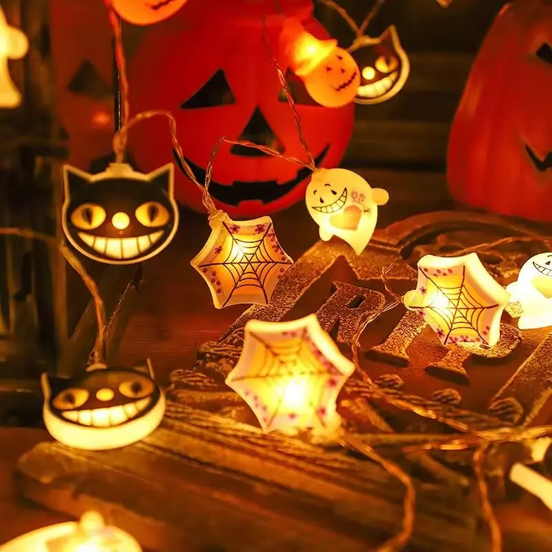 1 قطعة 10/20LED هالوين العنكبوت ويب شبح اليقطين سلسلة أضواء بطارية تعمل بالطاقة الديكور مصباح جو الإضاءة للمهرجان