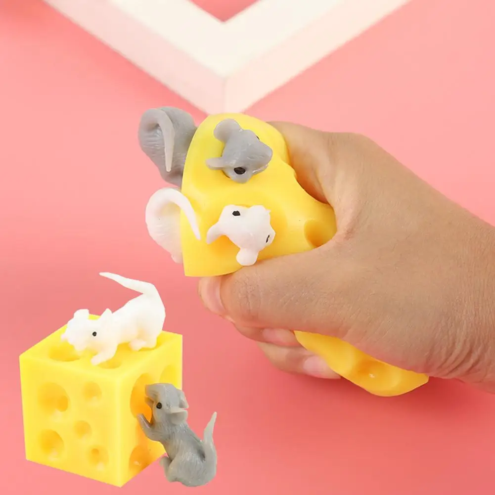 Zabawna zabawka myszka z serem na palce, urocza myszka antystresowa, zabawka antystresowa dla uczniów, zabawki z serem K2e4