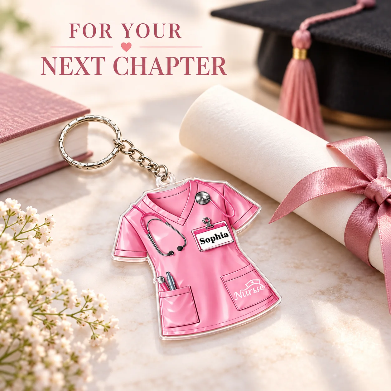 Stethoscope - Customized Nurse Keychain - Personalized Name