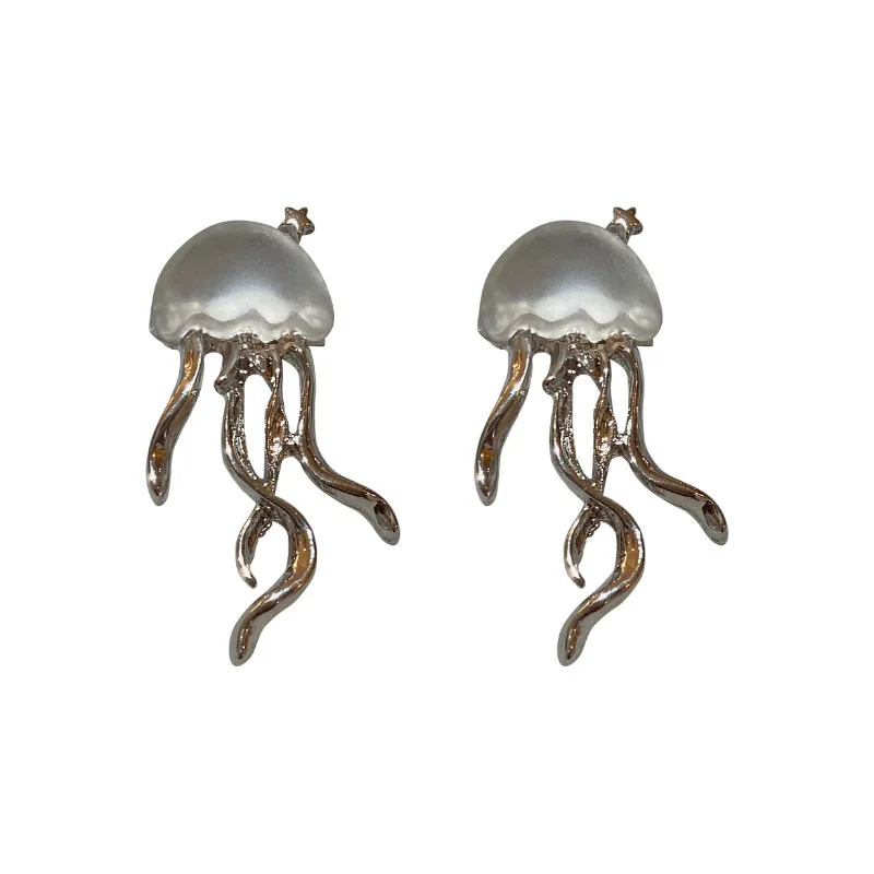 South Korea's Dongdaemun Deep Sea Jellyfish Frosted Earrings Fashion Creative Design Earrings Niche Personality