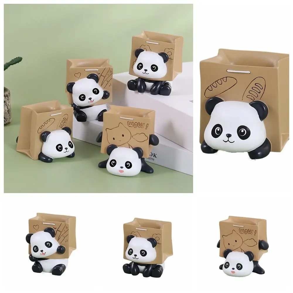 Makeup Box Panda Pen Holder Desk Organizer Multifunctional Cartoon Pencil Pot Container Kawaii Desktop Ornaments School Supplies