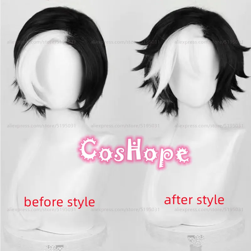 Photographer Joseph Desaulniers Cosplay Wig 68cm Long Black White Wig Cosplay Anime Cosplay Wigs Heat Resistant Synthetic Wig