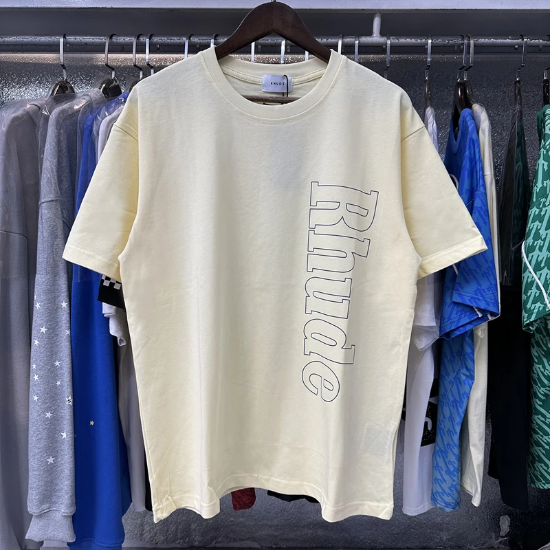 Rhude T-shirt van hoge kwaliteit, casual logo-print, ronde hals, korte mouw, zomer, modieus, heren, dames, losse katoenen top-T-shirt