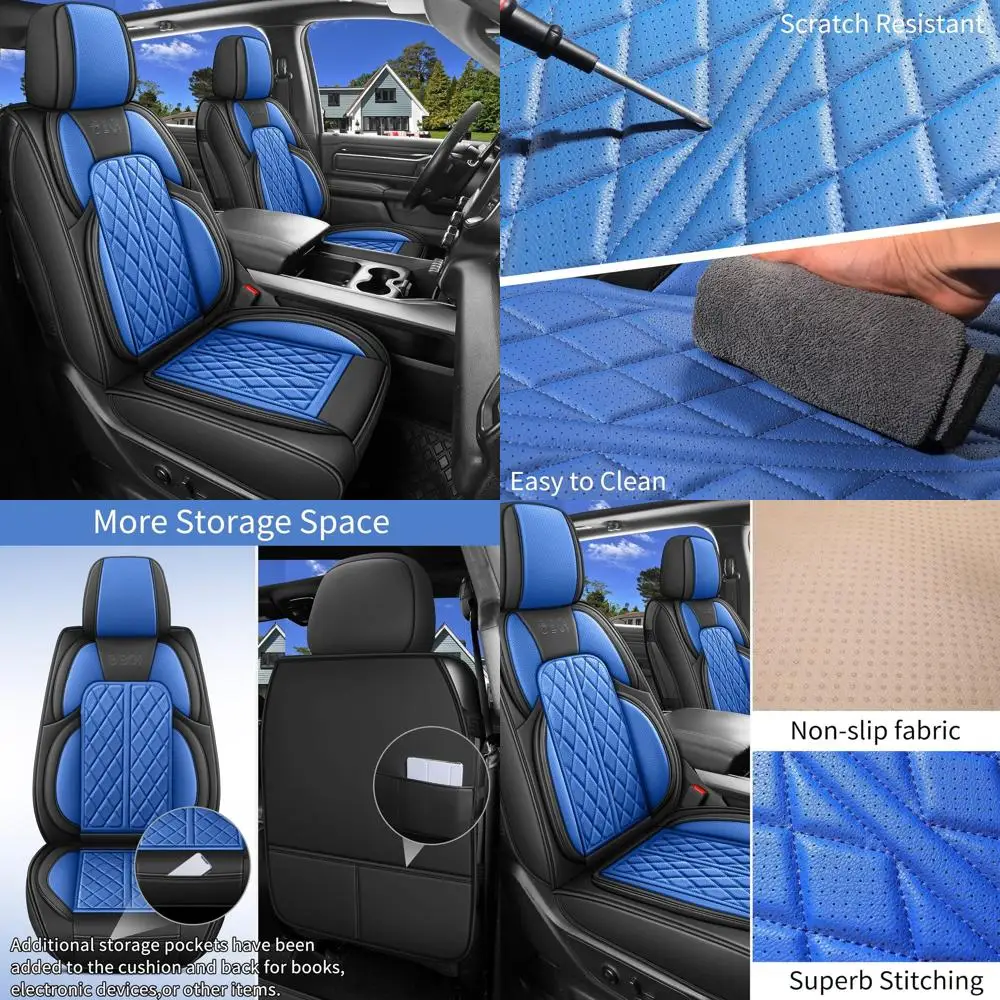 

Car Seat Cover Custom Fit for Ford F150 2009-2024 Faux Leather Seat Cover Set Compatible with Crew Quad Regular Cab Pickup Truck