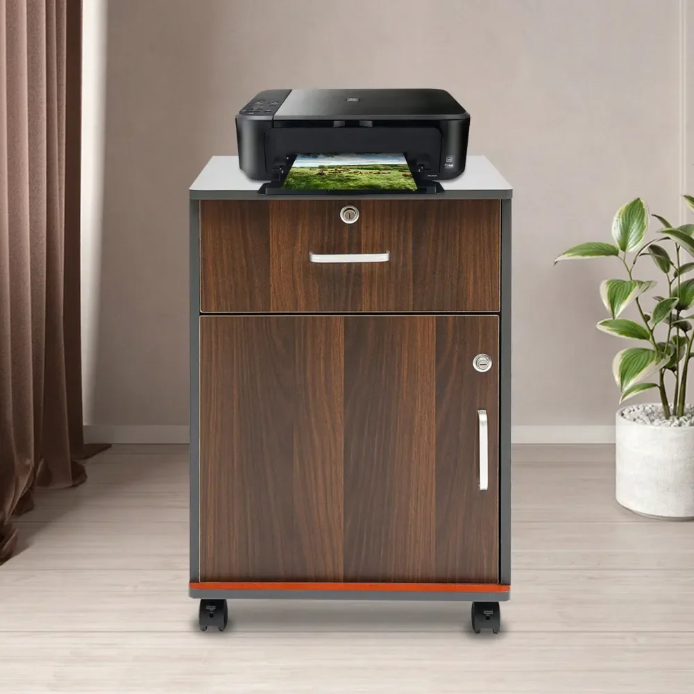 

Office Storage Cabinets And ShelvingMobile File Cabinet With Wheels 1 Drawers1 Cabinet Door, Locking Storage For Office Home, 15