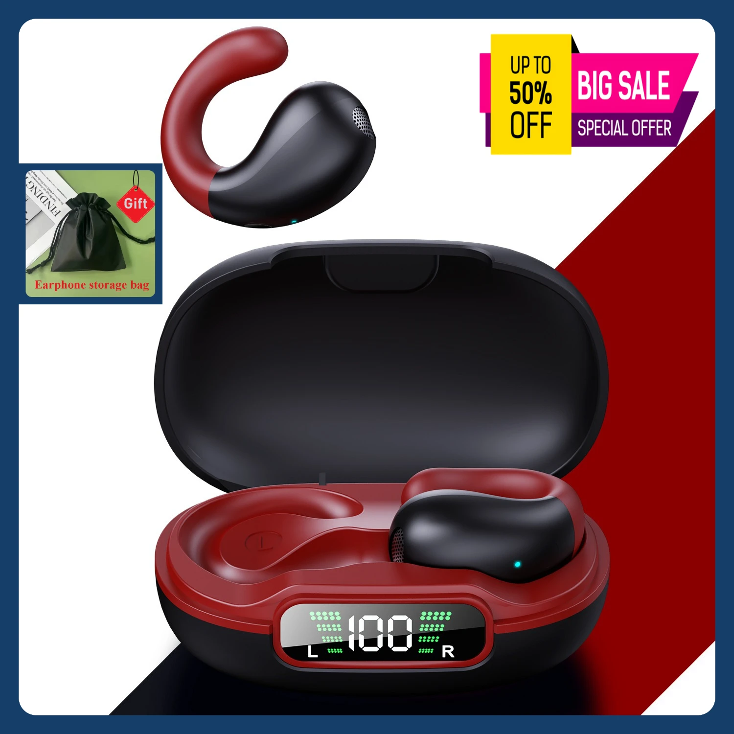 

Wireless Sports Noise Reduction Ear Clip Bluetooth Earphones wireless headphones bluetooth headphones superpods Bone Sensing