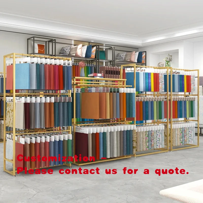 custom.Home Textile Multi-Layer Detachable Customizable Scarf Display Rack Metal Shelf Store Curtain Fabric Hang Tags Color Card