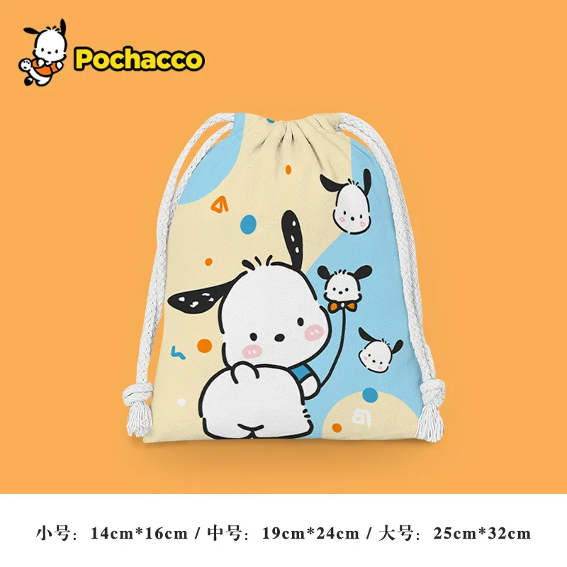 Sanrio Hello Kitty Drawstring Storage Bag Anime Cute Cartoon Pochacco Print Waterproof Portable Folding Bag Drawstring Bag Gift