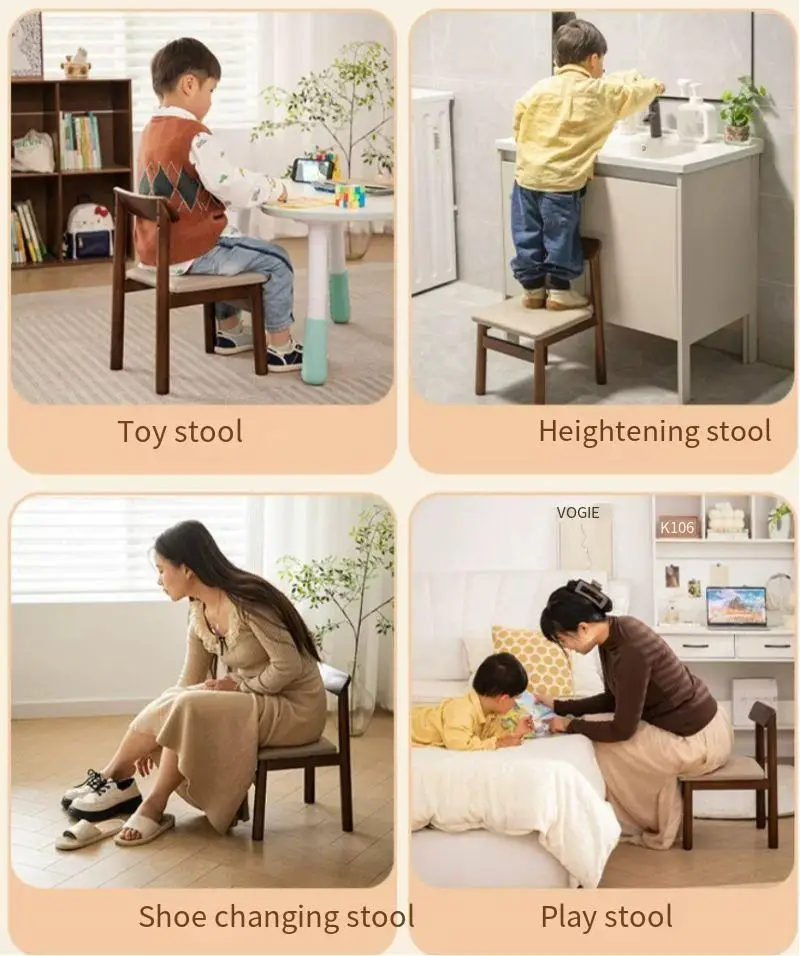 ForSolid wood small chair household simple soft bag backrest bench door square stool shoe changing stool living room