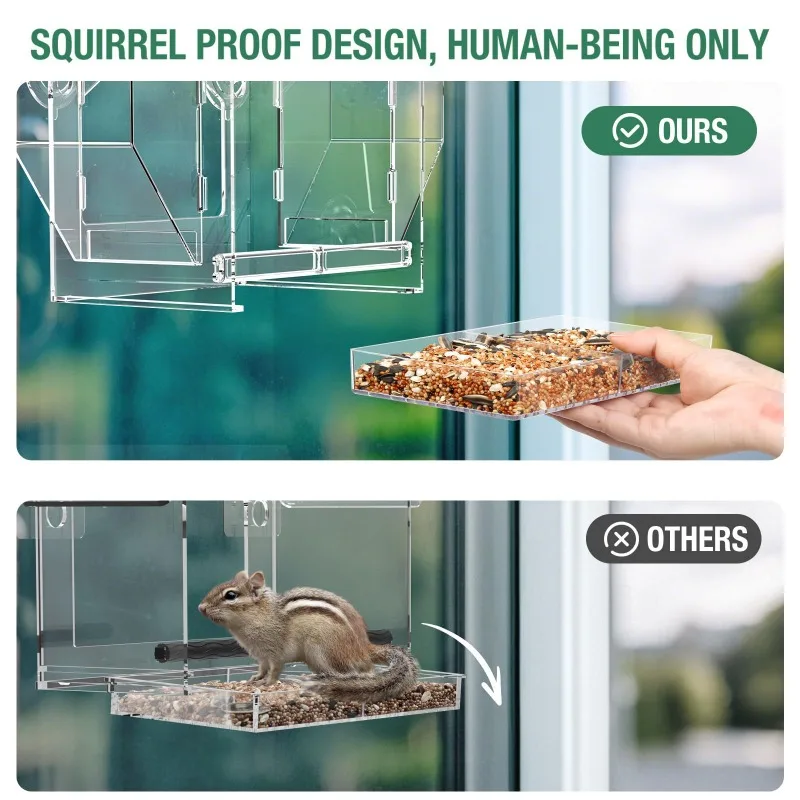 Window Bird Feeder Outdoor Window Bird Feeder, Transparent Birdhouse