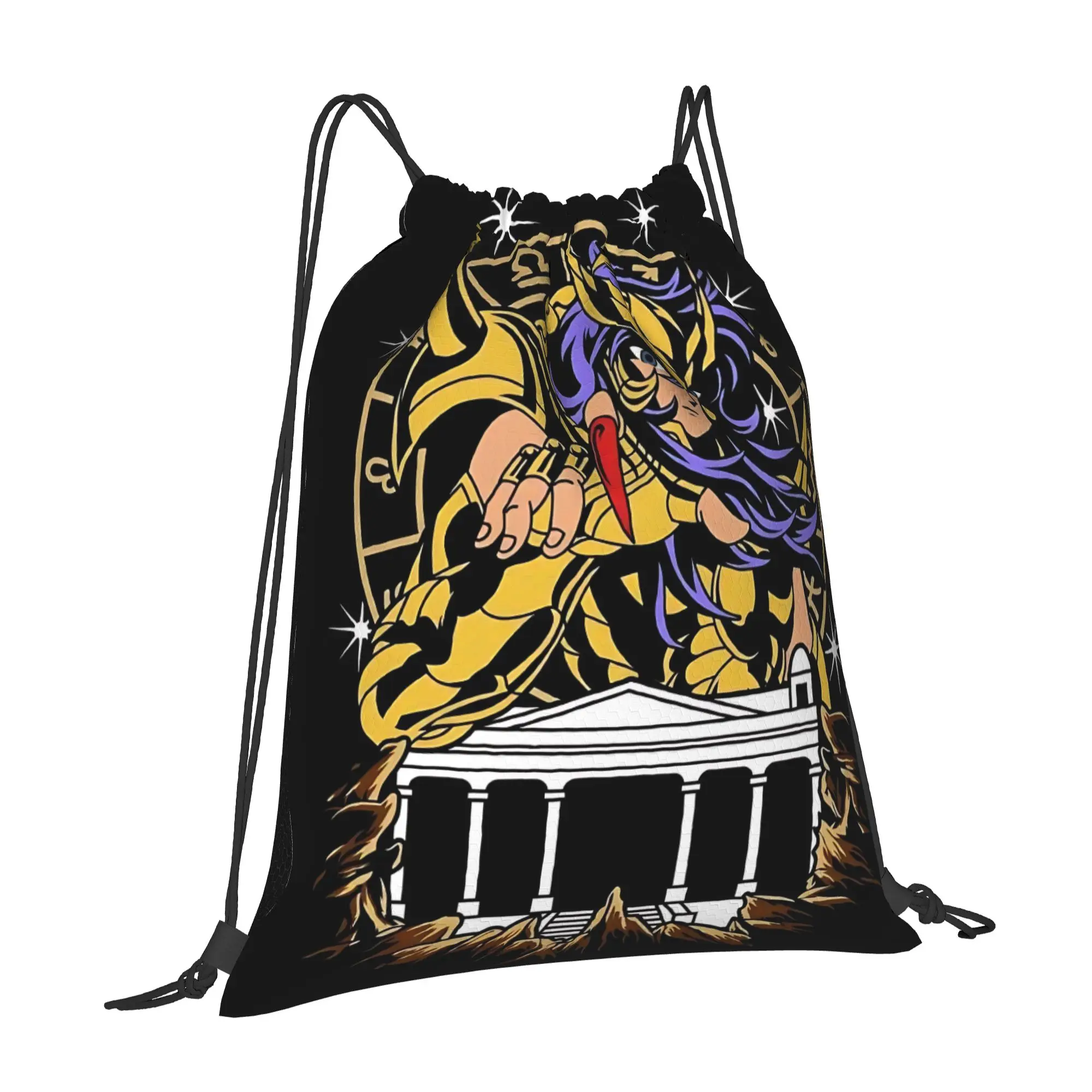 For travel Pouch Saint Seiya  Kawaii Drawstring Bags Shopping Shoe Clothes Storage Multi-function Teen Portable Rucksack
