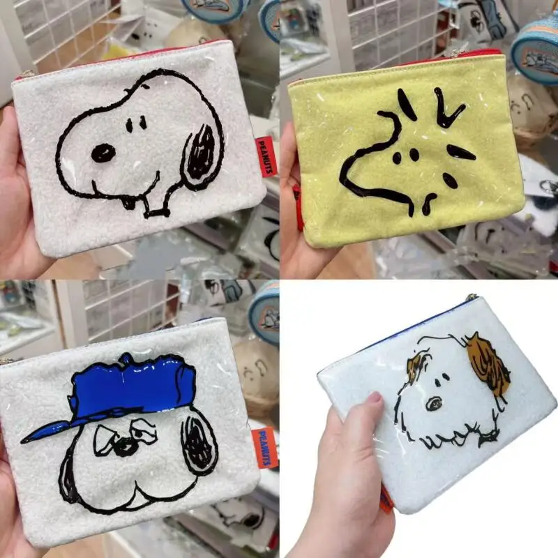 

Miniso Snoopy Storage Bag Japanese Cartoon Kawaii Olaf Double Sided Pattern Storage Bag Olaf Plush Zipper Bag Tissue Makeup Bag