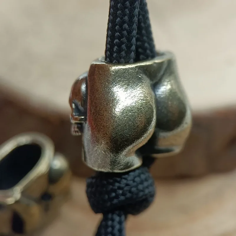 Totenkopf-Messerperlen aus Messing EDC Outdoor DIY Paracord Handgefertigte gewebte Lanyard-Anhänger Accessoires Punk-Armbänder Charms – Detail 5