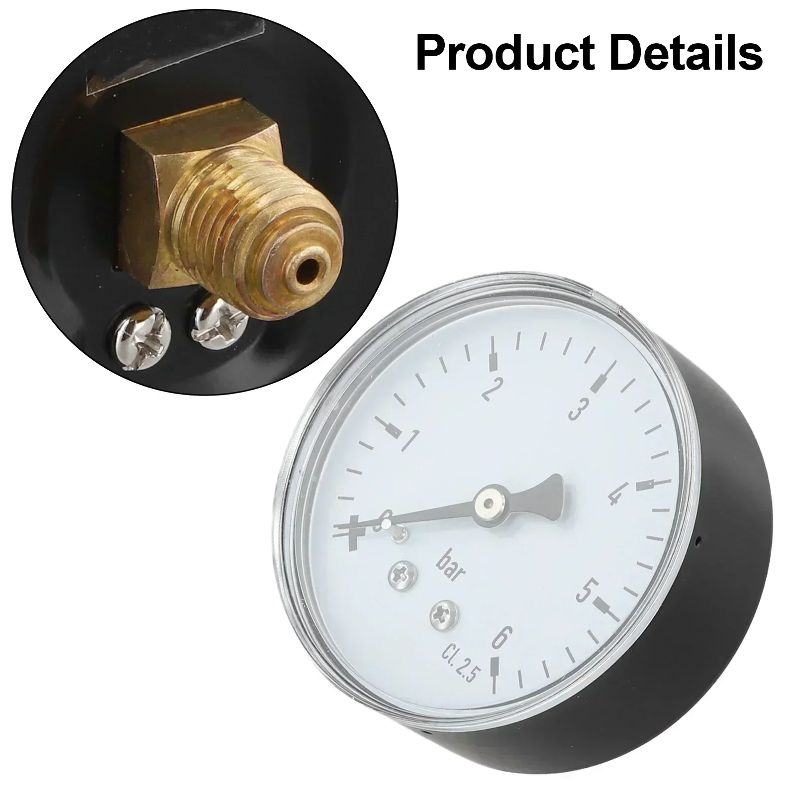 1/4 Inch Axial Pressure Gauge 0-6 Bar Water Pressure Meter Clear-User-Friendly Display For Compressed Air And Water Systems