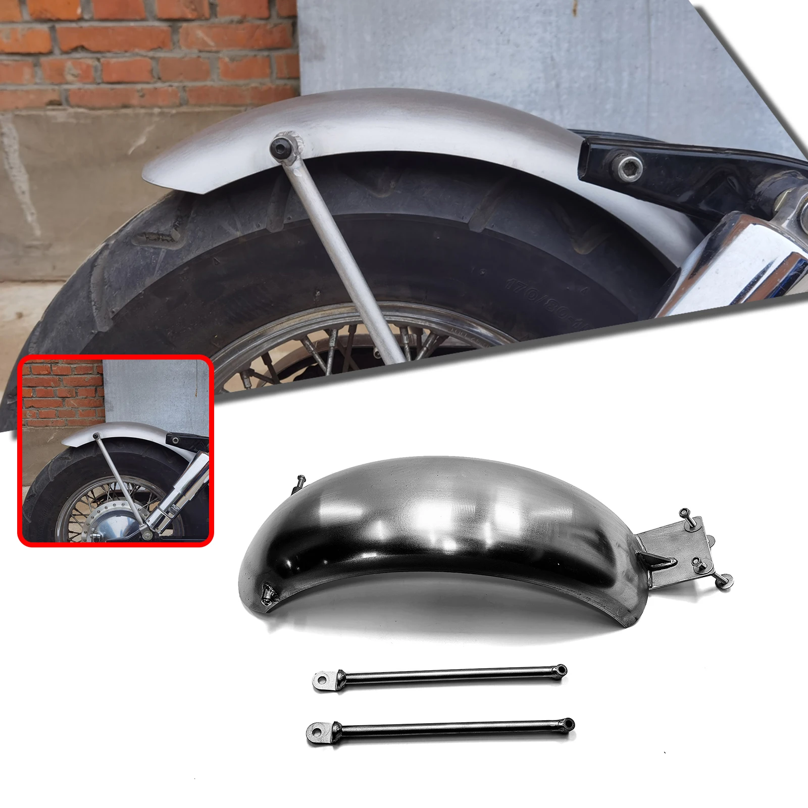 Motorcycle Rear Fender Plate Mudguard Guard Flap Cover Iron W/ Bracket For HONDA VT750 SHADOW 400 750 1997-2003