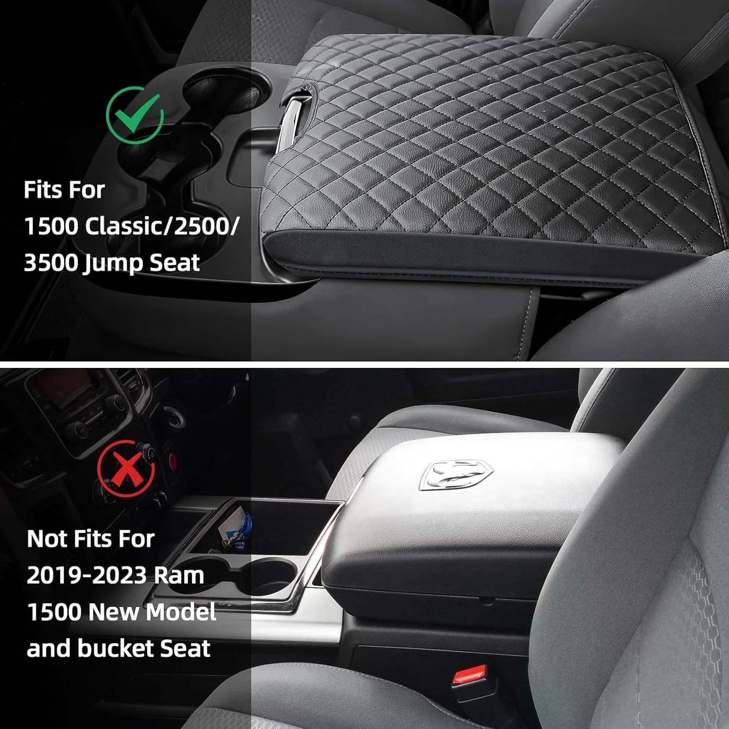 Armrest Cover for 2013-2018 Dodge Ram 1500 & 2013-2023 Ram 2500/3500/1500 Classic Jump Seat Console Protector image 6