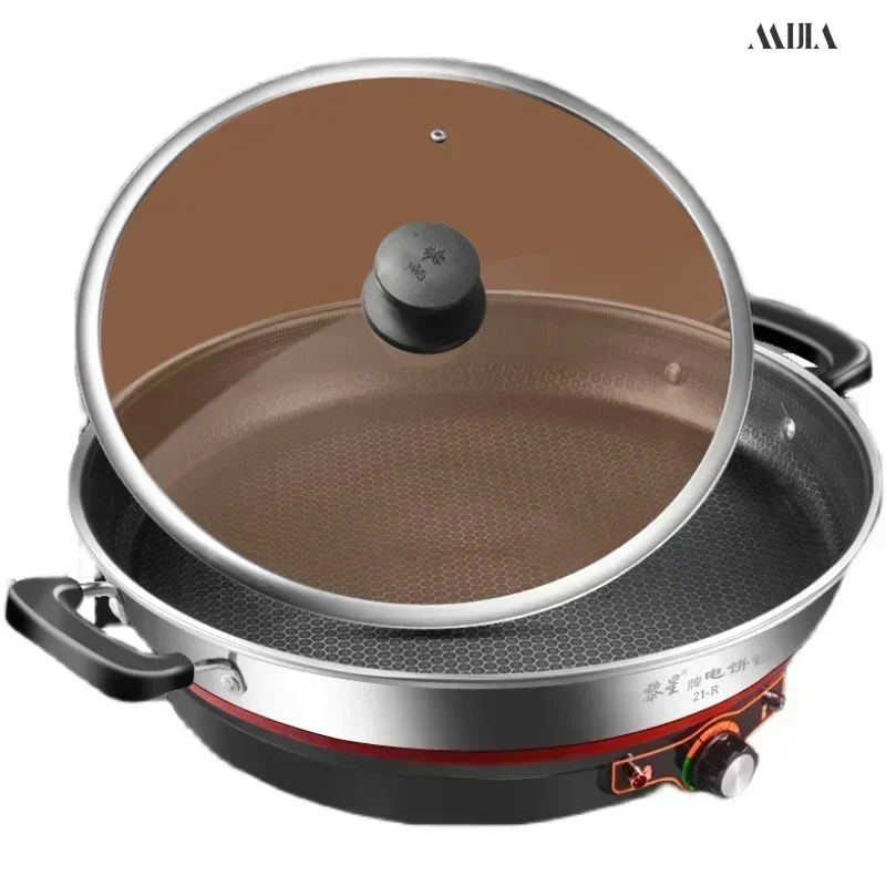 Electric baking pan enlarged and deepened stainless steel multifunctional non-stick electric frying pan household baking pan