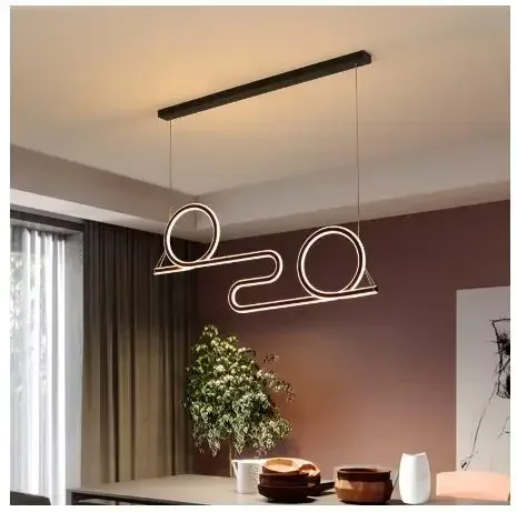 

Modern LED Pendant Light for Home Living Dining Room Restaurant Lustre Hanging Chandelier Kitchens Black Long Base Ceiling