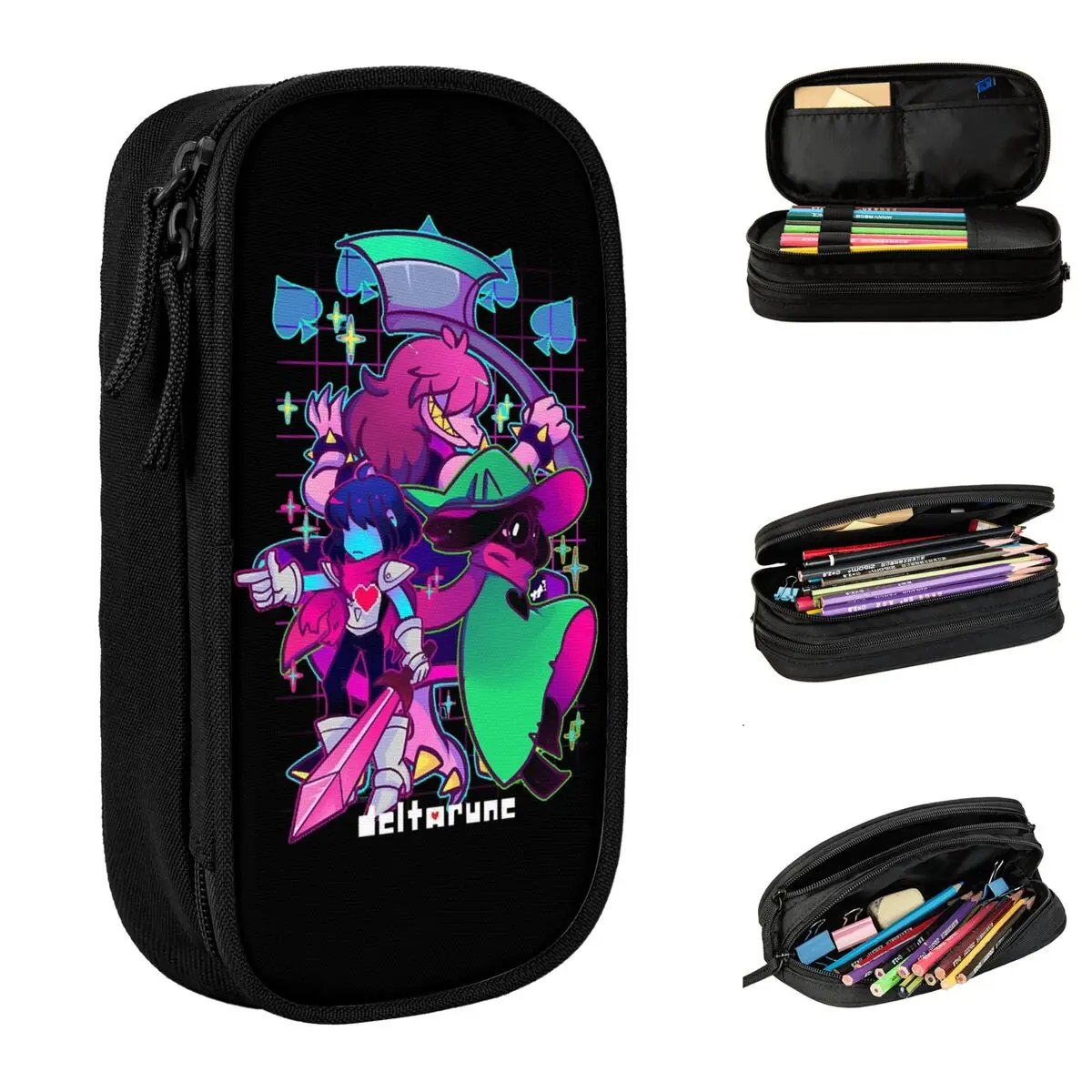 Deltarune Kris Ralsei Pencil Case Pen Holder Bags Student Large Storage Students School Zipper Pencil Box
