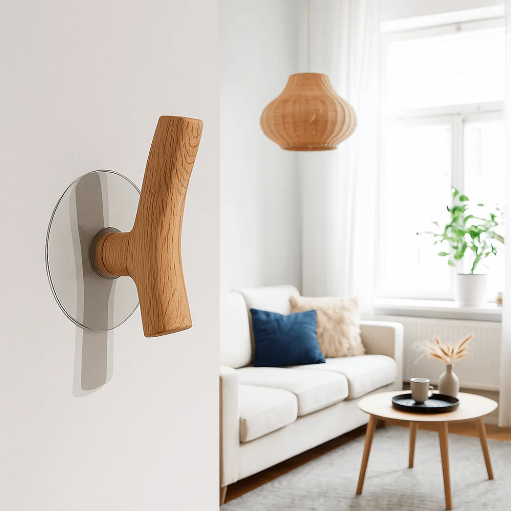 Elegant Tree Branch Shape Solid Wood Hook Creative Modern Wall Mounted Hook Suction Cup Space-saving Key Storage Hook Clothes