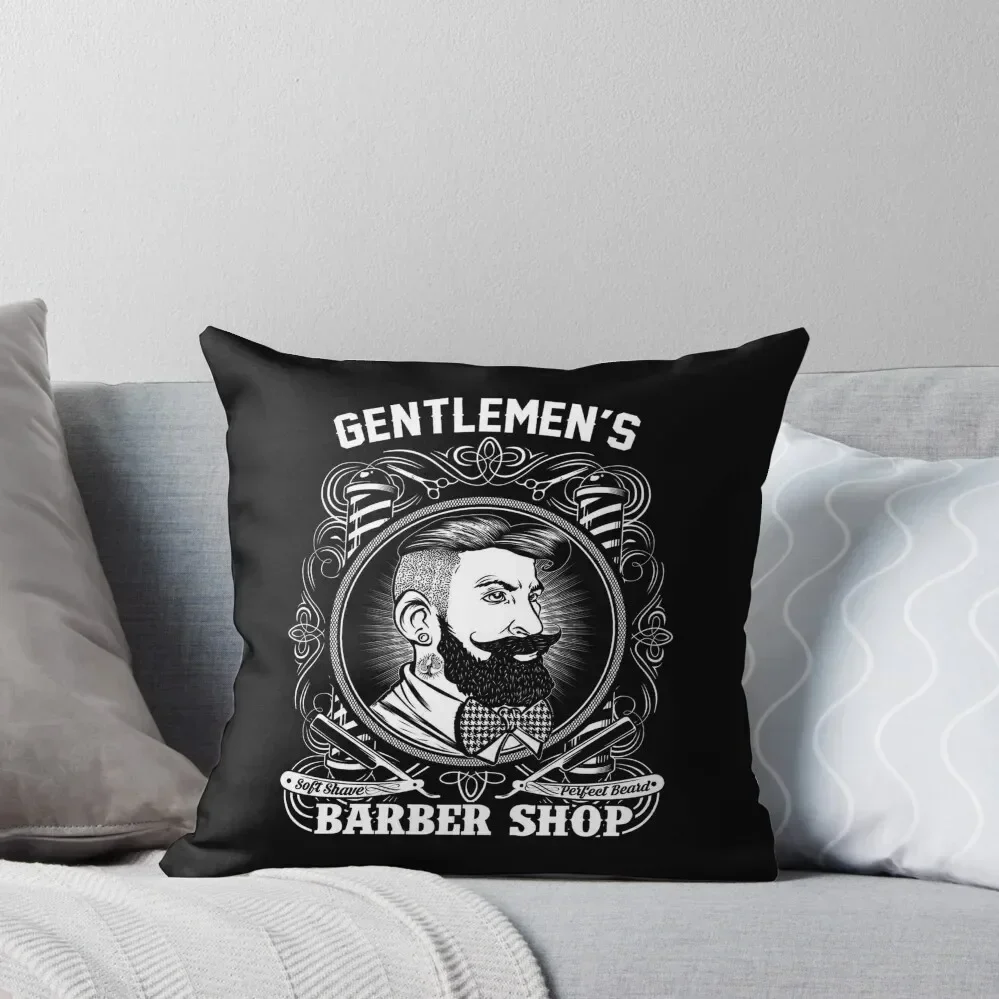 

GENTLEMENS BARBER SHOP : Vintage Advertising Poster Throw Pillow Embroidered Cushion Cover Christmas Pillow Covers pillow
