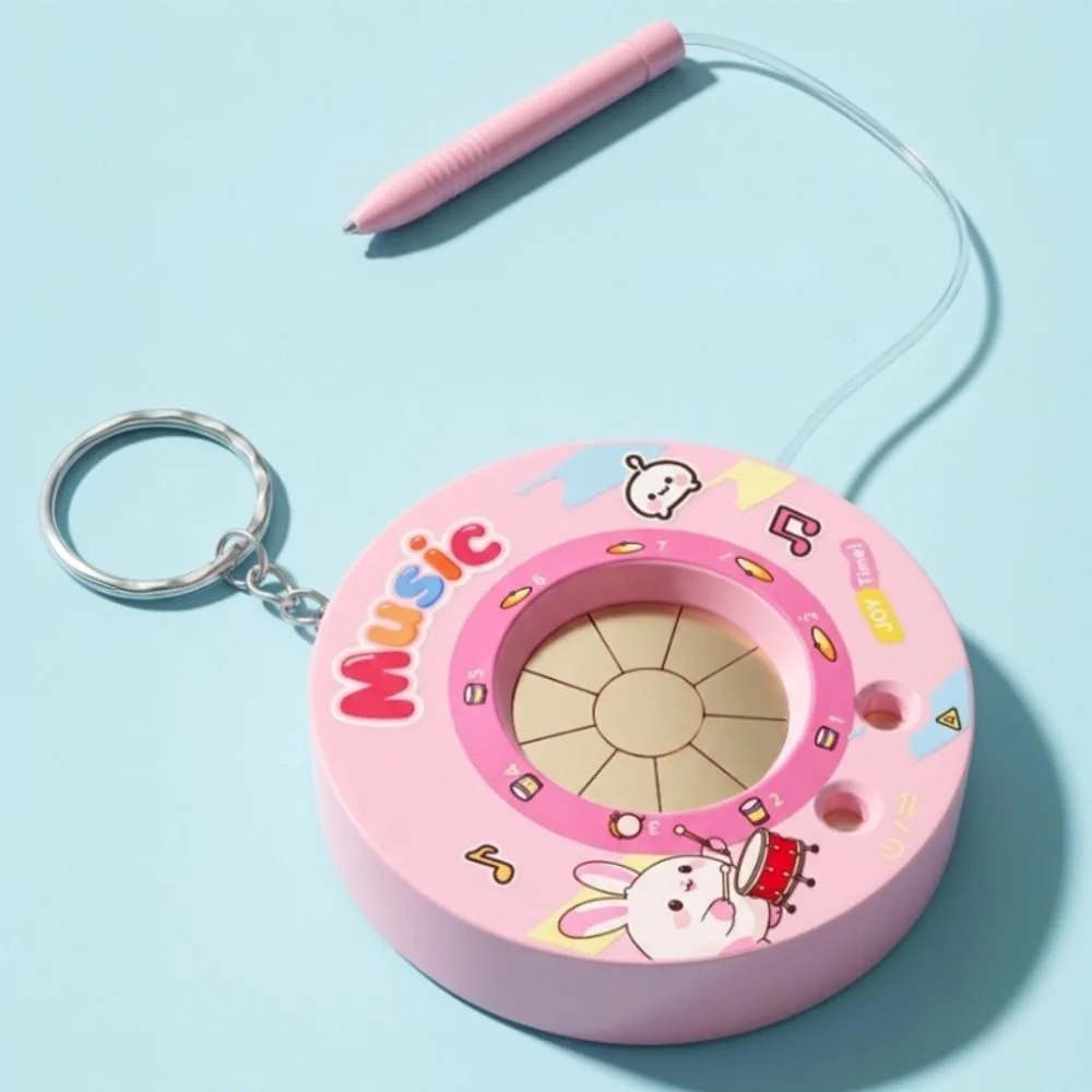 Round Recording Electronic Drum Keychain Sounding Cartoon Electronic Piano Drum Keychain Interactive Playable