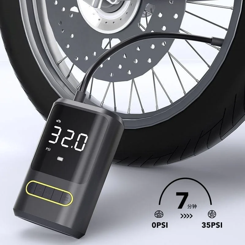 High-quality ABS material car tire pressure pump portable mini automatic LED digital wireless inflator, battery-powered