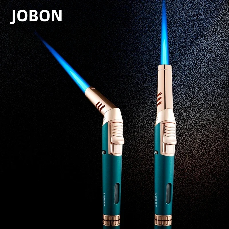 JOBON Metal Foldable Spray Gun Windproof Gas Torch Lighter Safety Lock Switch Visible Gas Window BBQ Kitchen Cigar Lighters Tool