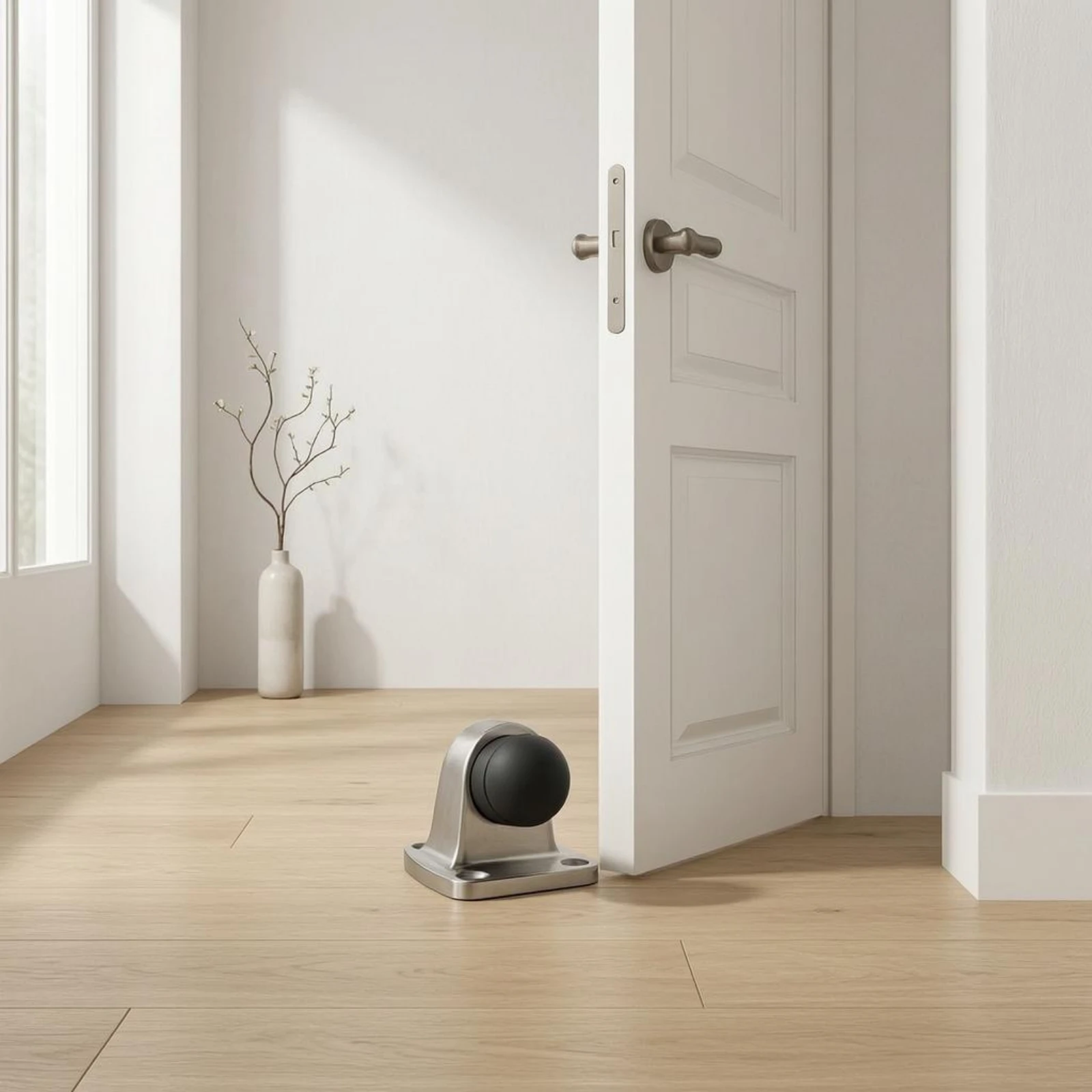 

Triangular Door Stopper Brushed Metal Stainless Steel Door Stopper Home Hardware Impact Protection Installation Screws