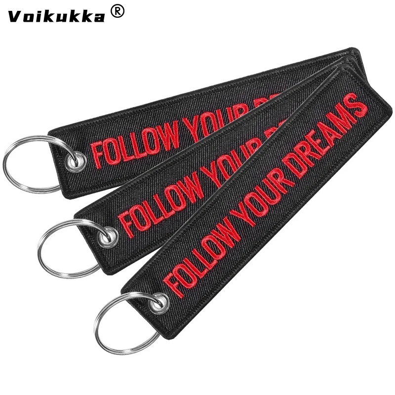 Voikukka Jewelry Follow Your Dreams Black Pendant Double Sided Embroidery Aviation Keychain Gifts Accessories Wholesale