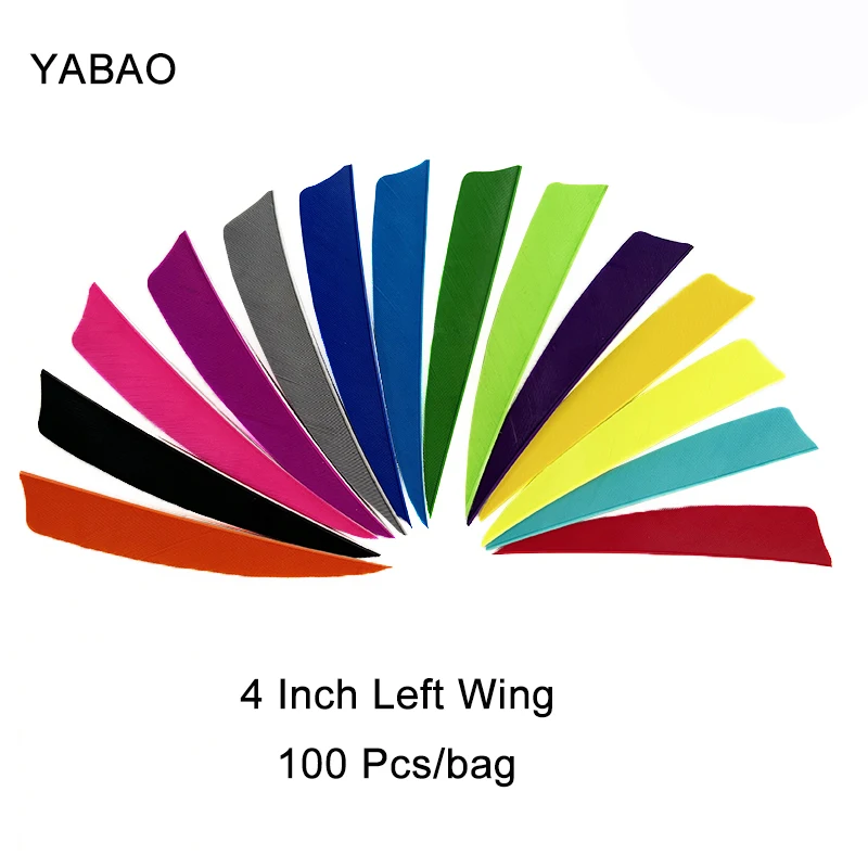 

LW 50 шт. 4-дюймовые оперения для стрельбы из лука, перья для стрел, перо индейки, левое крыло для DIY, аксессуары для охотничьих стрел