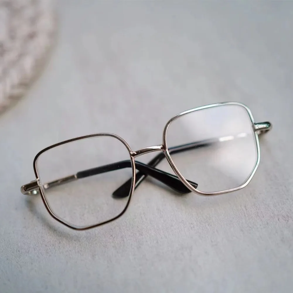 Metal Rectangle Plush Doll Glasses Clear Lens Miniature Eyeglasses 8.5cm Glasses For Labubu Toys Decoration For Doll Accessories