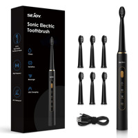Sejoy TB8132A Electric Sonic Toothbrush USB Rechargeable with 7pcs  Replacement Heads,IPX7 Waterproof,3 Modes Clea