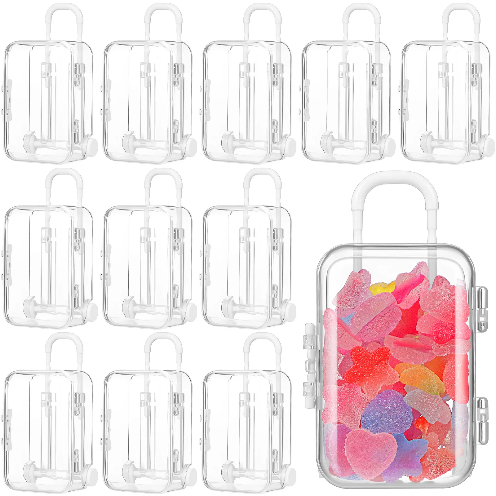 

12pcs Mini Suitcase Candy Boxes Unique Design Wedding Party Favor Gift Box Travel Themed Decorations Dessert Packaging Favours