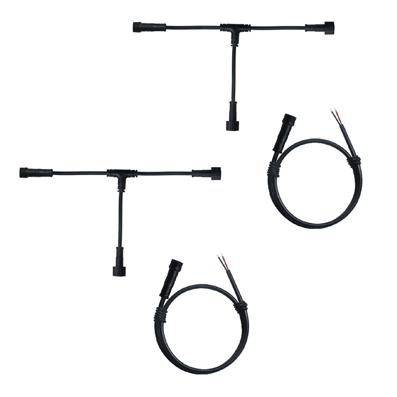 

ABGR-T-Shaped Tee 2P Series Waterproof Wire T-Shaped Single-Ended Extension Line Three-Way (M-M-F) Connector Black Cable