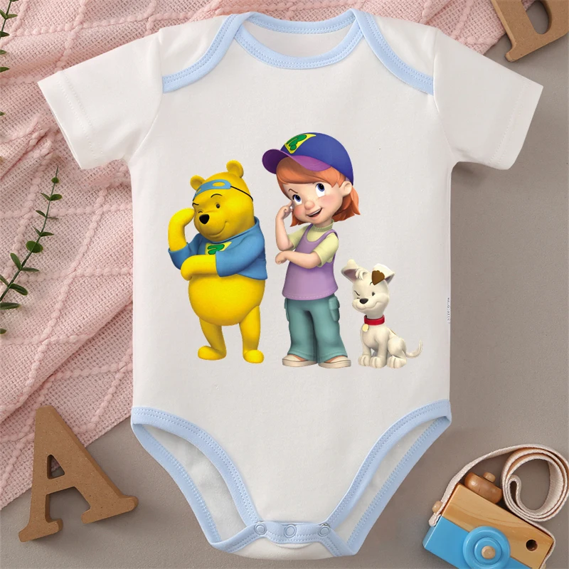 

Ткань из чистого хлопка Винни-Пух Винни и друзья, милый боди с принтом для ребенка, комбинезон-комбинезон для новорожденных от 0 до 12 месяцев