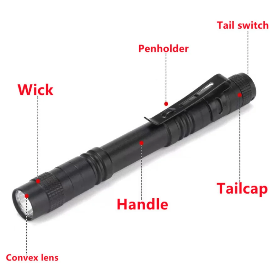 10 sztuk LED latarka Pen Light Mini Portable 1000 lumenów 1 tryb przełączania led latarka dla dentysty i na Camping Hiking