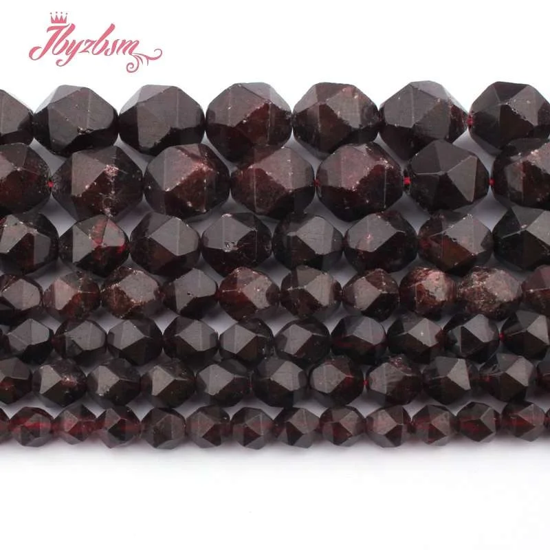 6,8,10,12mm Round Faceted Cube Bead Red Garnet Natural Stone Loose Beads for DIY Necklace Bracelat Earring Jewelry Making 15