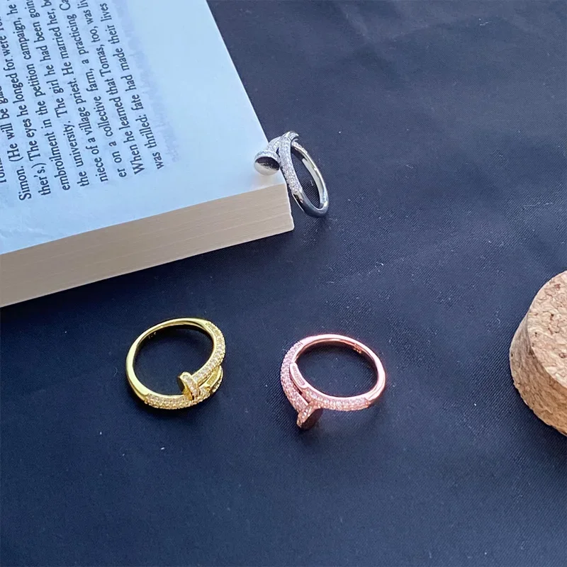 

MDL Nail desig1 open ring women ins light luxury index finger ring versatile niche high sense of micro-setting ring