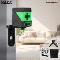 HILDA 2-Line Green Laser Level 360° Self-Leveling Bright Cross Lines Compact Layout Tool for Picture Hanging Wall Alignment