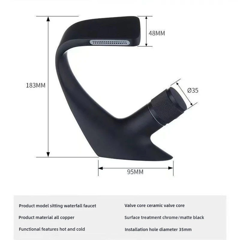 Wasserfallhahn Edelstahl Warm- und Kaltwasserhahn G1/2 (20 mm) Gewinde Waschbeckenhahn High-End-Kunst