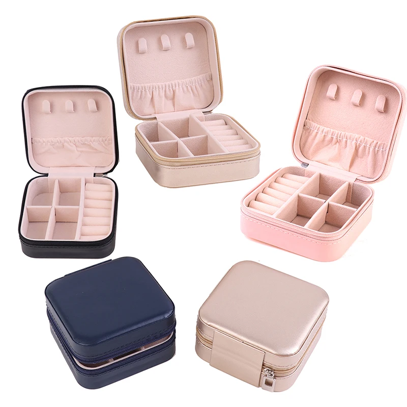 

Simple Candy Color Portable Jewelry Storage Box Travel Earrings Necklace Ring Holder Organizer Display Small Case