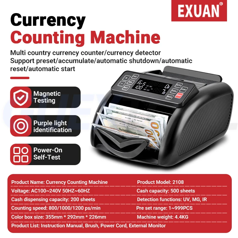 Multi-National Currency Counting Machine US Dollars Euros And Foreign Currencies Coin And Bill Counter for Business Use UV,MG,IR