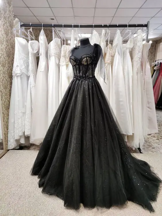 Prom Dresses Black Spaghetti Tull Floor-length Bow Sleeveless Formal Occasion Dresses Floor-length Zipper Up Cocktail Dresses